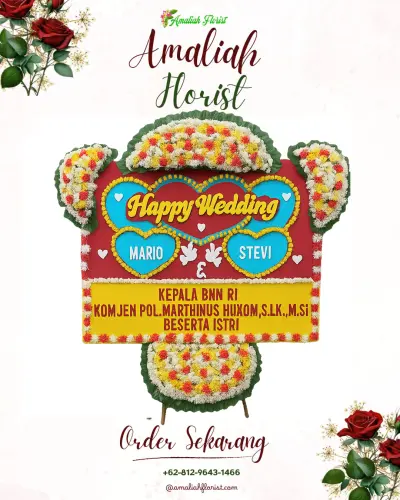 Karangan Papan Bunga Pernikahan di Lebang
